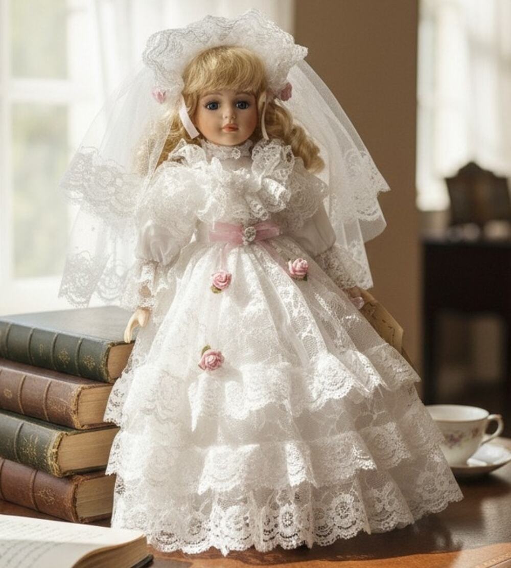 Seymour Mann 16" Bride Porcelain Doll Connoisseur Collection Vintage w/Box COA
